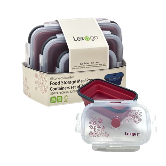 Buy LEXNGO 3pcs Silicone Lunch Boxes, Foldable Food Storage Containers